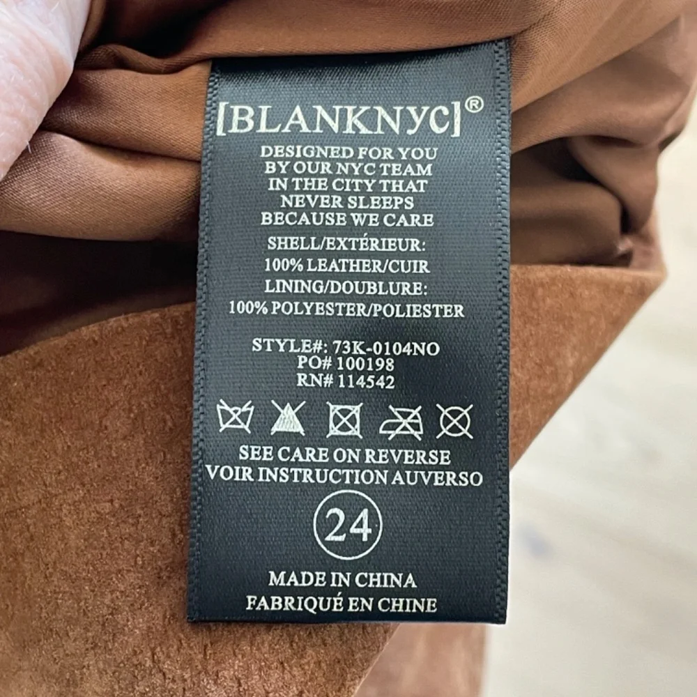 Blank NYC Brown Suede real Leather Mini Skirt Size 24 Front Slit Pockets XS - Picture 6 of 6